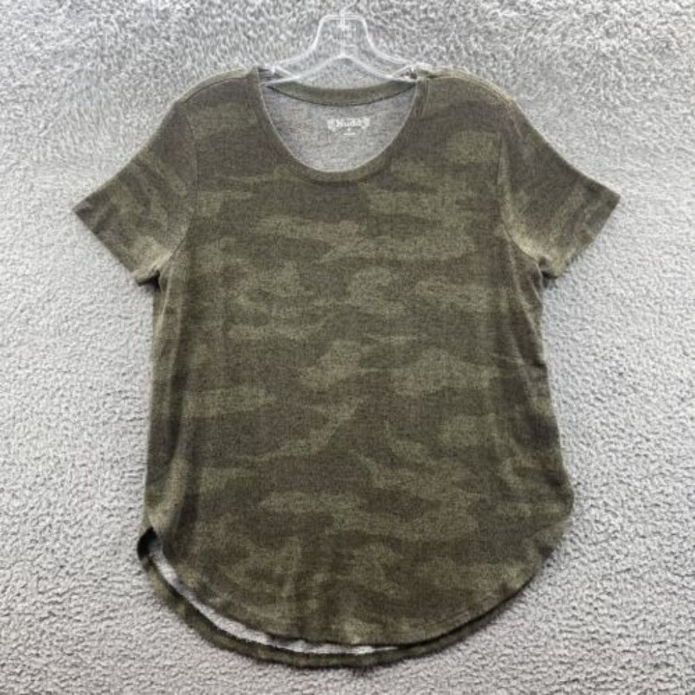 Mudd Short Sleeve Top‎ Juniors Medium Green Camouflaged Crew Neck Top Juniors M